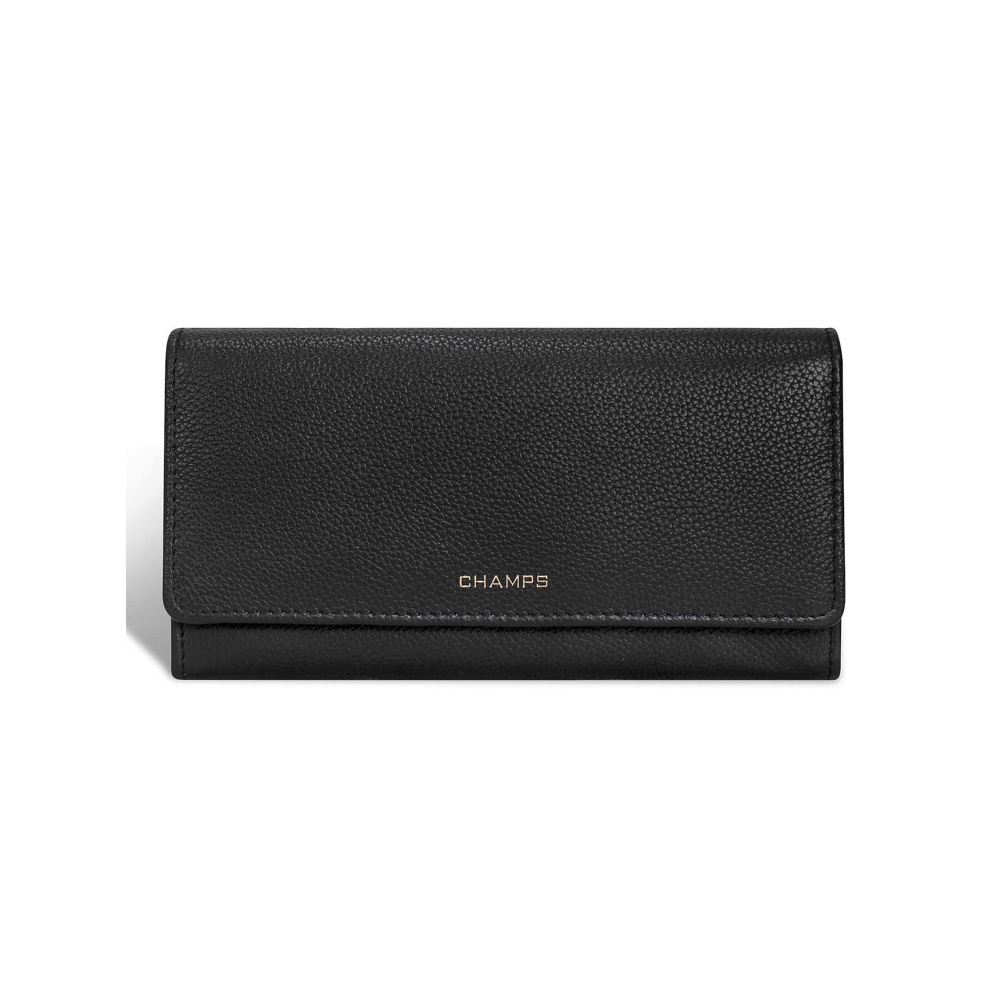 Champs Gala Collection Leather Flap Clutch, Black