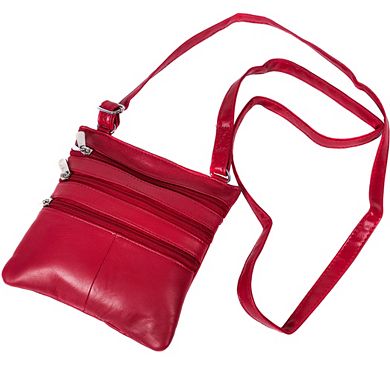 Champs Triple Zip Leather Crossbody Bag