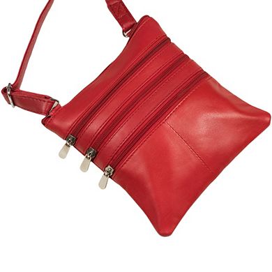 Champs Triple Zip Leather Crossbody Bag