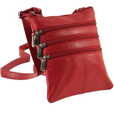 Champs Triple Zip Leather Crossbody Bag