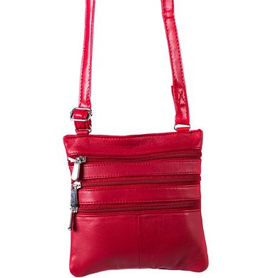 Champs Triple Zip Leather Crossbody Bag