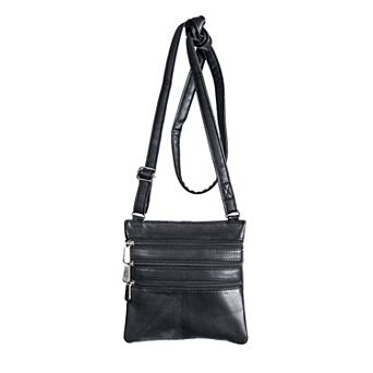 Champs Triple Zip Leather Crossbody Bag