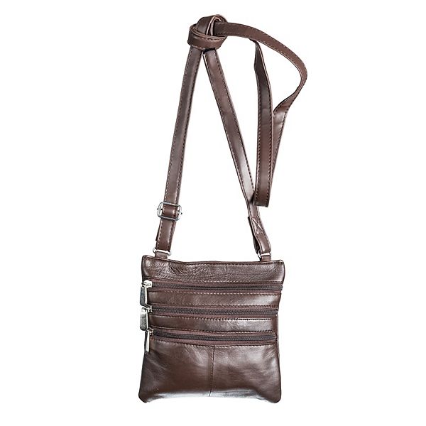 Champs Triple Zip Leather Crossbody Bag