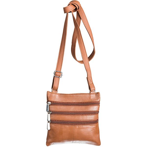 Champs Triple Zip Leather Crossbody Bag