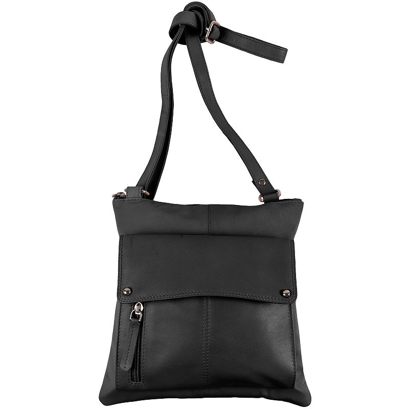 Champs Ultimate Organizer Leather RFID-Blocking Crossbody Bag, Black