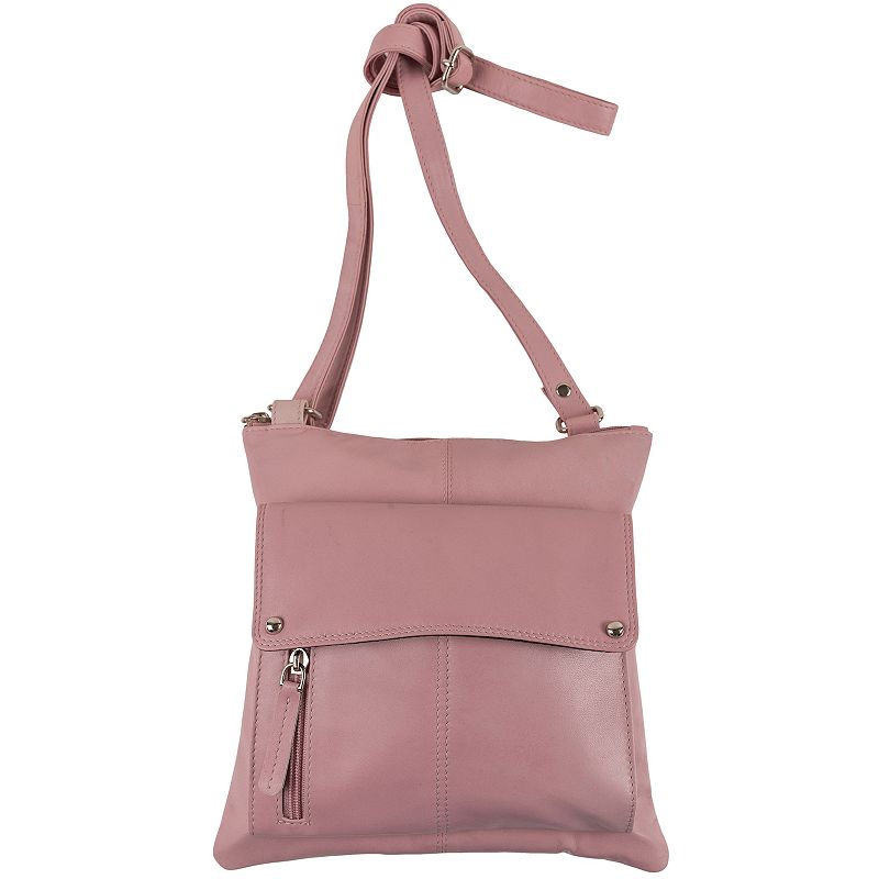 Champs Ultimate Organizer Leather RFID-Blocking Crossbody Bag, Pink
