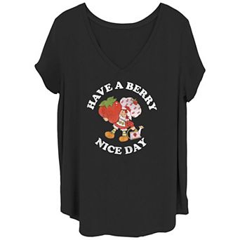 Juniors' Plus Size Strawberry Shortcake A Berry Nice Day V-Neck Graphic Tee