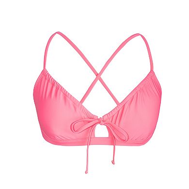 Women's CUPSHE Solid Tunneled Pink Bralette Bikini Set