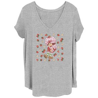 Juniors' Plus Size Strawberry Shortcake Kitten Icons V-Neck Graphic Tee