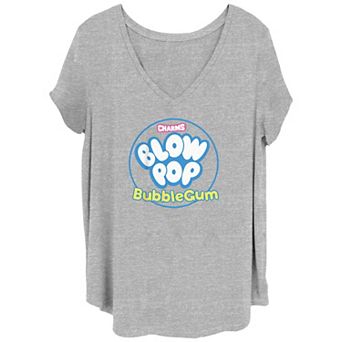Juniors' Plus Size Charms Blow Pop Bubble Gum V-Neck Graphic Tee