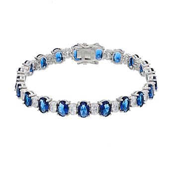 Sterling Silver Oval Cubic Zirconia Tennis Bracelet