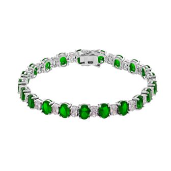 Sterling Silver Oval Cubic Zirconia Tennis Bracelet