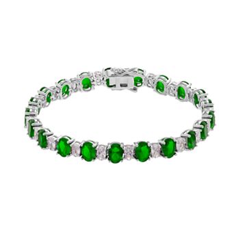Sterling Silver Oval Cubic Zirconia Tennis Bracelet
