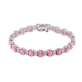 Sterling Silver Oval Cubic Zirconia Tennis Bracelet