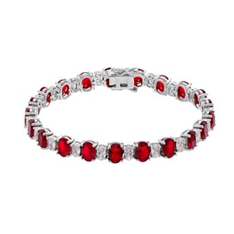 Sterling Silver Oval Cubic Zirconia Tennis Bracelet