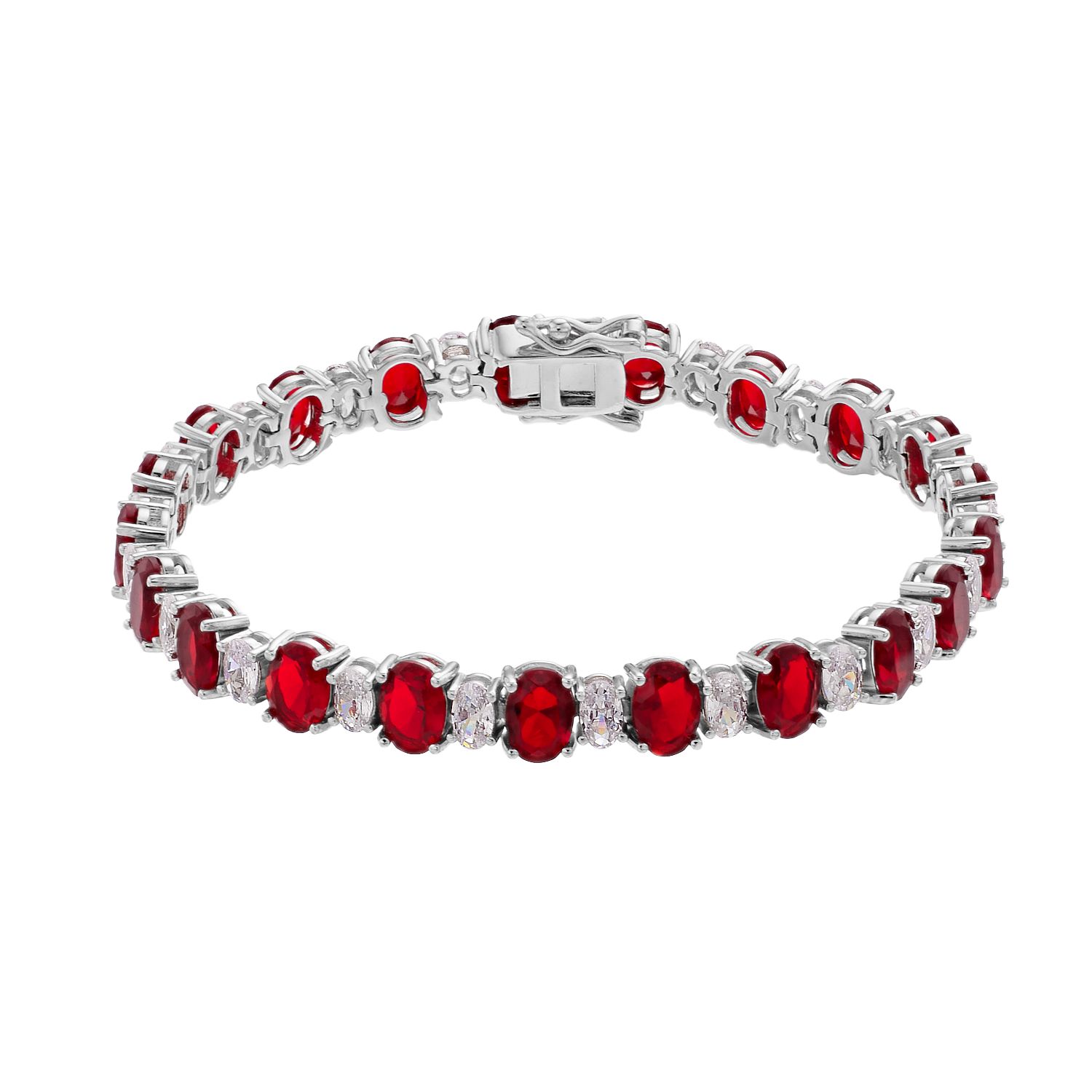 CWWZircons Green CZ Oval Tennis Chain Link Bracelet – Silver Plated, Copper Base, For Women