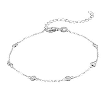 Sterling Silver Cubic Zirconia by the Yard Bracelet or Anklet
