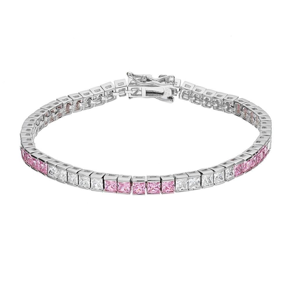 Lace Pink Cubic Zirconia Tennis Bracelet - B01003R-C12 main image 0