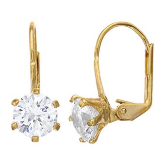 Sterling Silver Cubic Zirconia Classic Lever Back Earrings