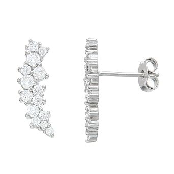 Sterling Silver Clear Cubic Zirconia Stud Earrings