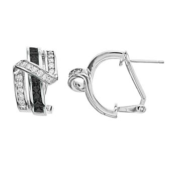 Sterling Silver Cubic Zirconia Mixed Color Stud Earrings