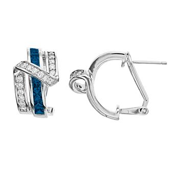 Sterling Silver Cubic Zirconia Mixed Color Stud Earrings