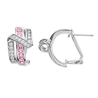 Sterling Silver Cubic Zirconia Mixed Color Stud Earrings