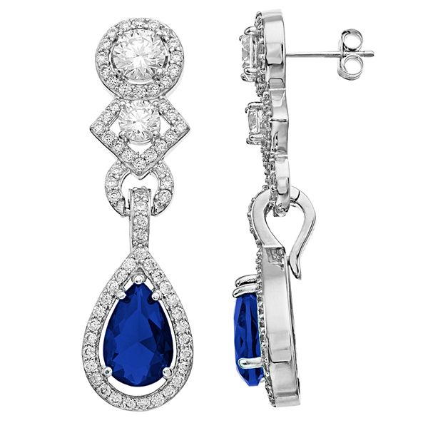 Cubic Zirconia American Diamond Necklace & Dangle Earrings Jewellery Set for Women