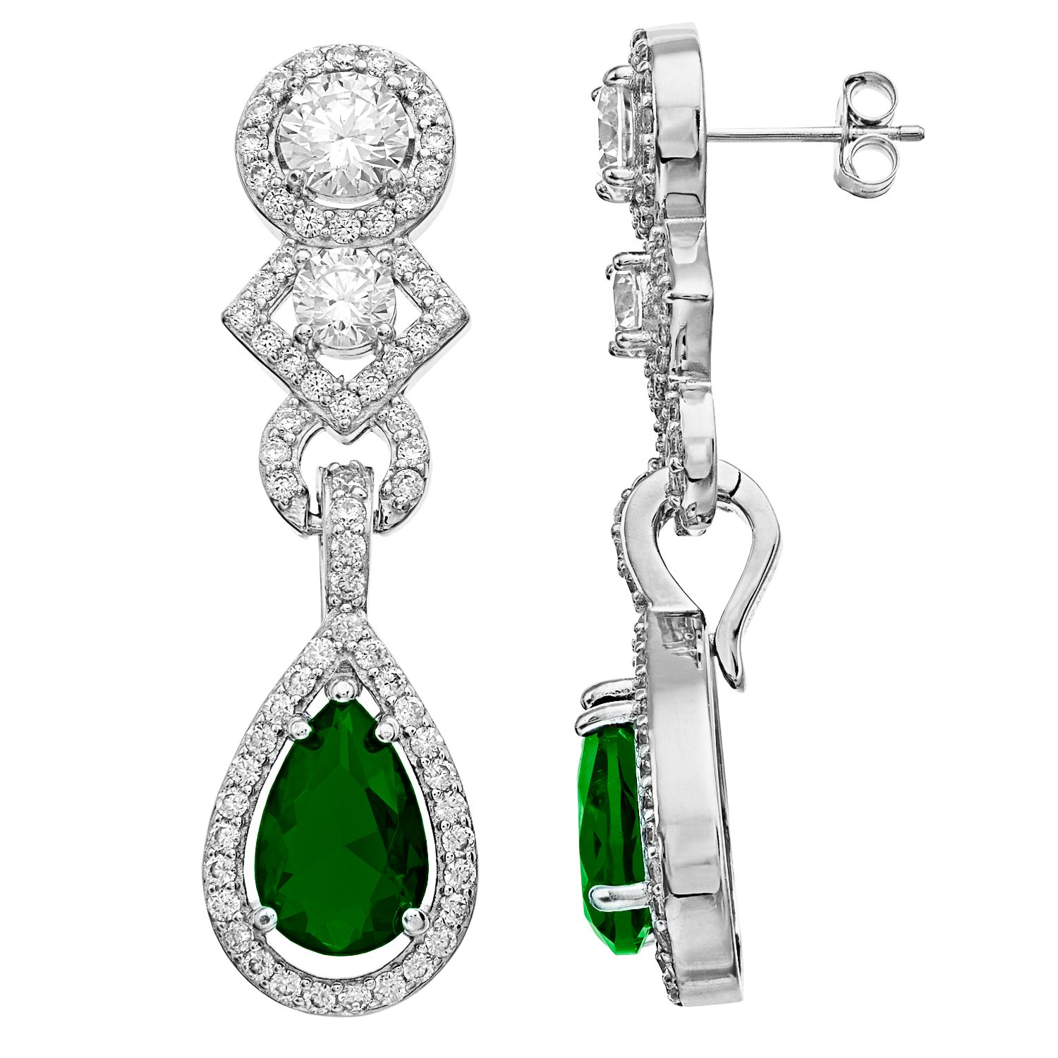 Santuzza Orecchini Donna Pendenti Animali In Argento 925 Con Zirconi E Spinello Verde - Pappagallo