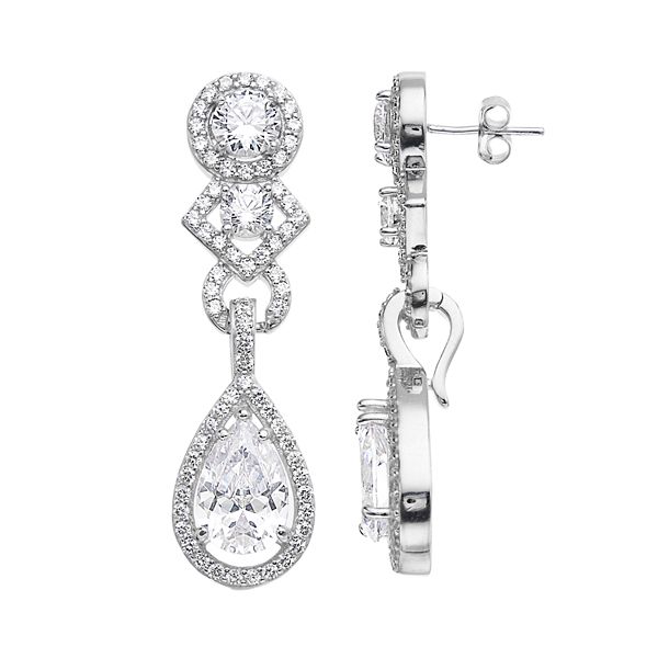 Sterling Silver Cubic Zirconia Dangle Earrings