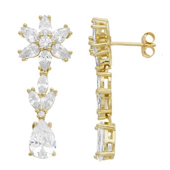 Sterling Silver Cubic Zirconia Snowflake Dangle Earrings