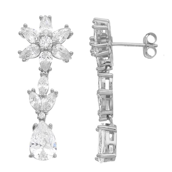 Ag Sterling Silver & Cubic Zirconia Snowflake-Accent Heart Charm