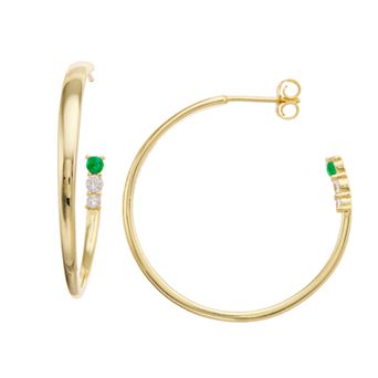 Sterling Silver & Cubic Zirconia 3-Stone C-Hoop Earrings