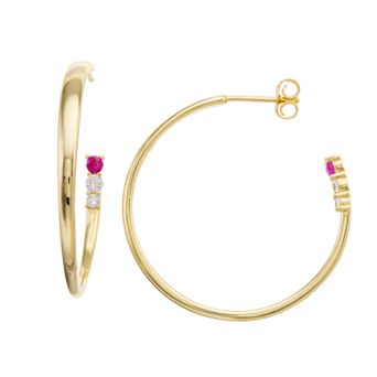 Sterling Silver & Cubic Zirconia 3-Stone C-Hoop Earrings