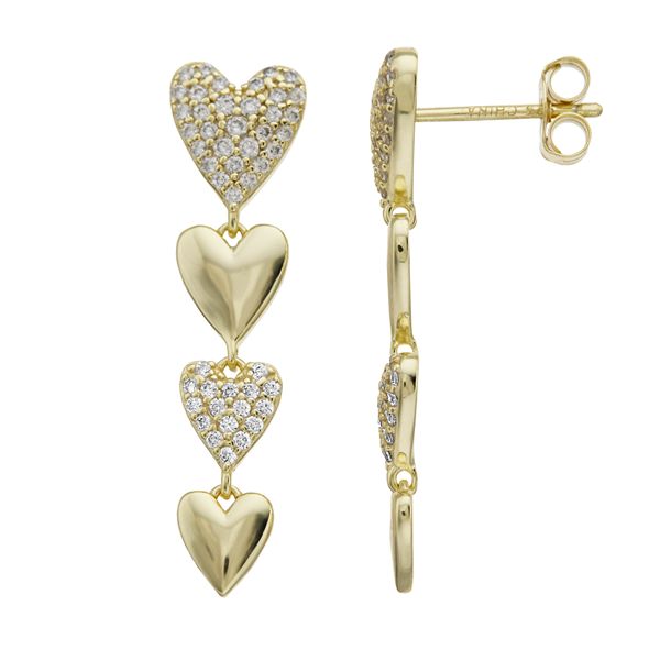 Love Text Zirconia Earrings - Gold