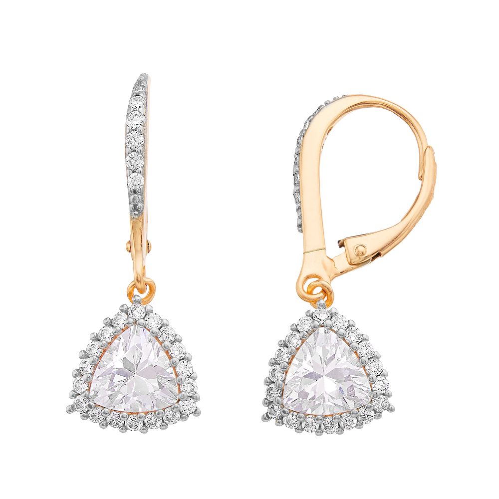 Retro 925 Sterling Silver Cubic Zirconia Drop Earrings
