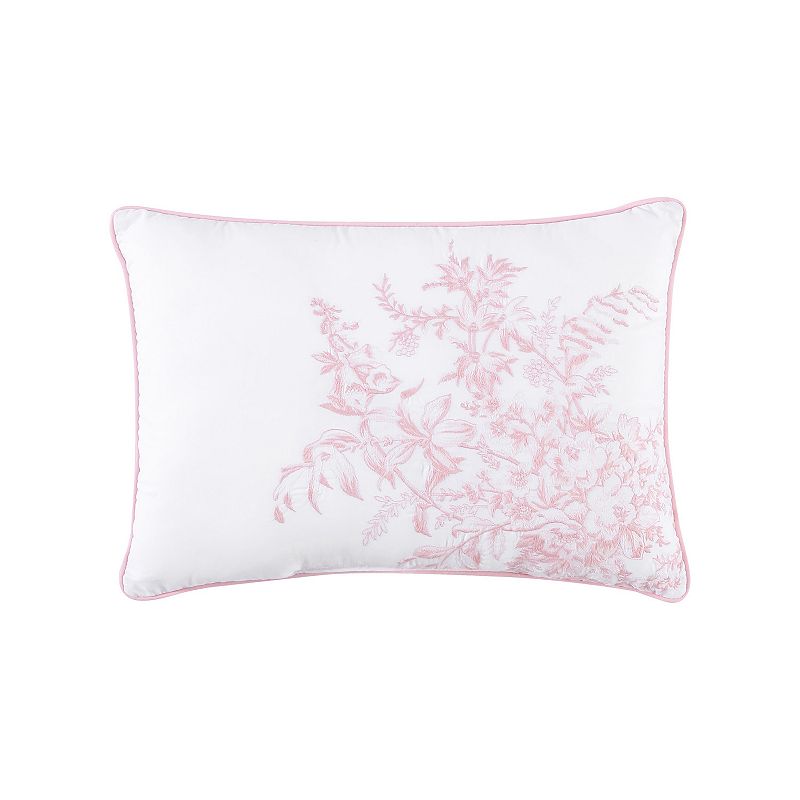 Laura Ashley Bedford Embroidered Decorative Pillow, 14" x 20" Bedding