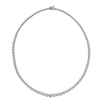 Cubic Zirconia Sterling Silver Graduated Size Tennis Chain Anniversary Necklace