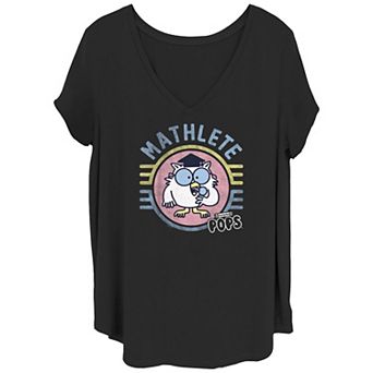 Juniors' Plus Size Tootsie Pop Mathlete Badge V-Neck Graphic Tee