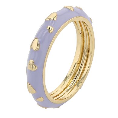 14k Gold Over Silver Enamel Heart Stacking Band