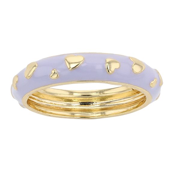 14k Gold Over Silver Enamel Heart Stacking Band