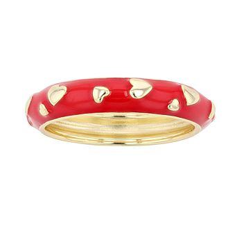 14k Gold Over Silver Enamel Heart Stacking Band