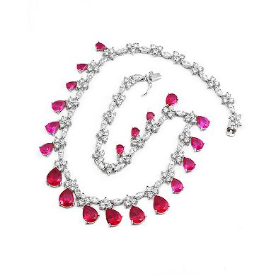 Sterling Silver Cubic Zirconia Drops Collar Necklace