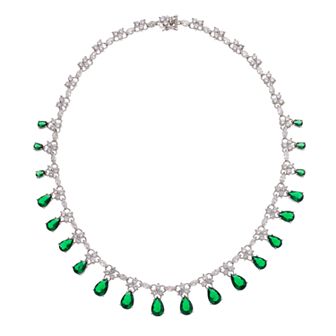 Sterling Silver Cubic Zirconia Drops Collar Necklace