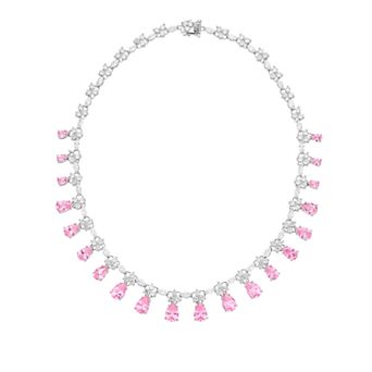 Sterling Silver Cubic Zirconia Drops Collar Necklace