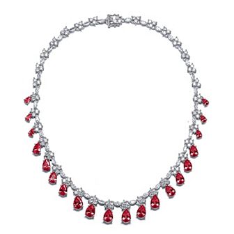 Sterling Silver Cubic Zirconia Drops Collar Necklace