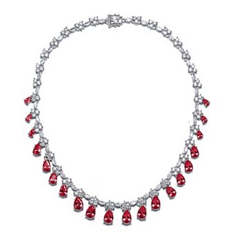 Sterling Silver Cubic Zirconia Drops Collar Necklace