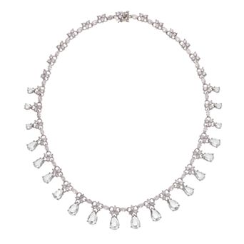 Sterling Silver Cubic Zirconia Drops Collar Necklace