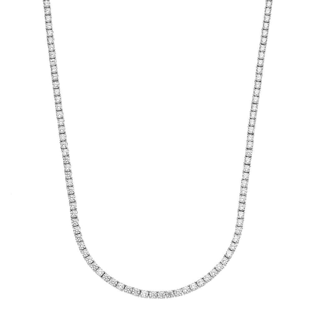 Silver Crystal stone detailed 925 sterling silver tennis necklace 83 main image 0