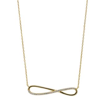 14k Gold Over Sterling Silver Cubic Zirconia Infinity Symbol Ribbon Necklace
